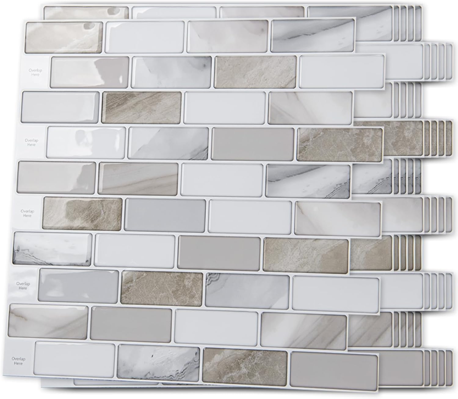 Peel-and-stick backsplashes for renters - Modern Beige and White Tile