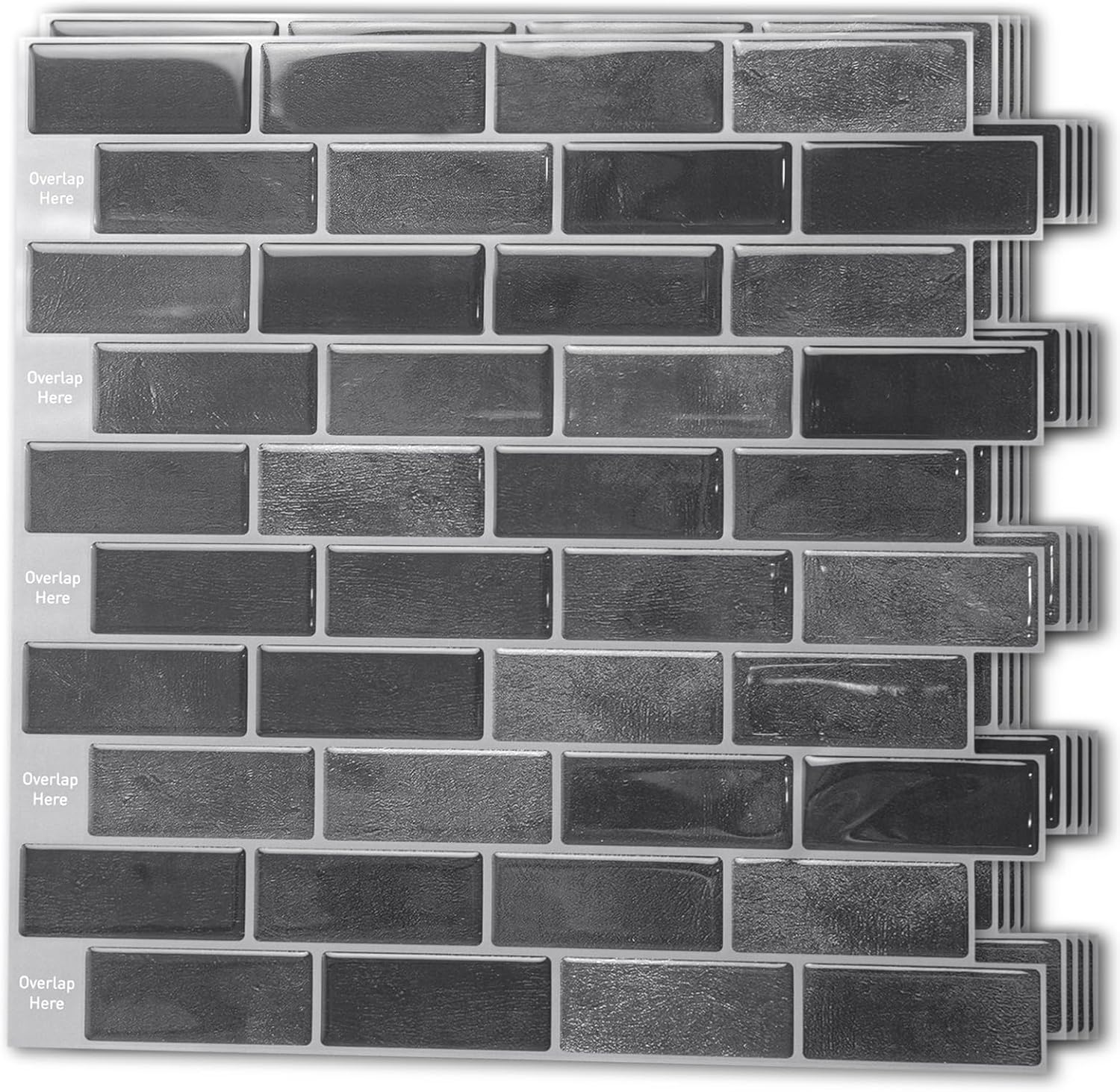 Black Peel and Stick Subway Tile